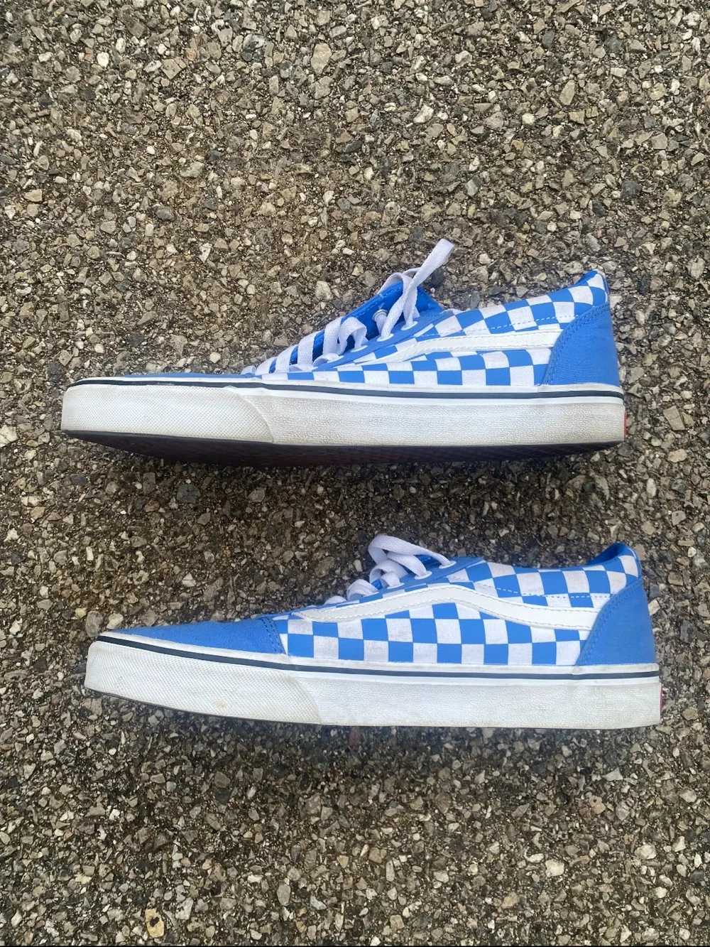 Vans Blue and White Checkerboard Low-Top Sneakers
